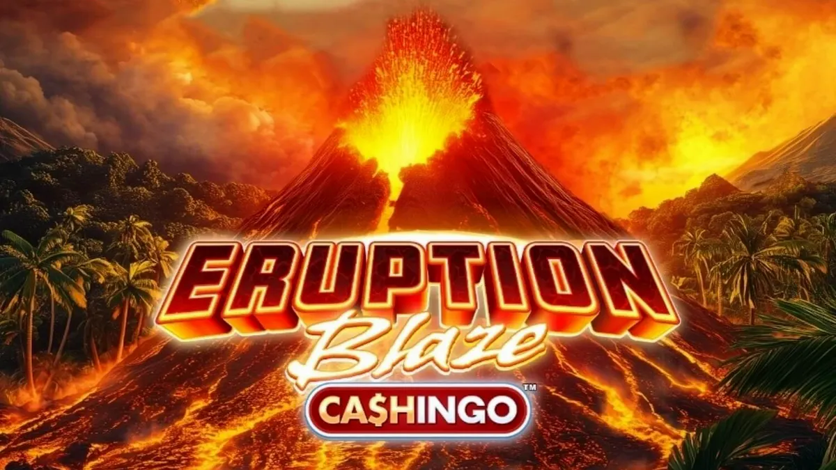 Visual dramatis gunung berapi yang meletus dalam permainan slot Eruption Blaze Cashingo